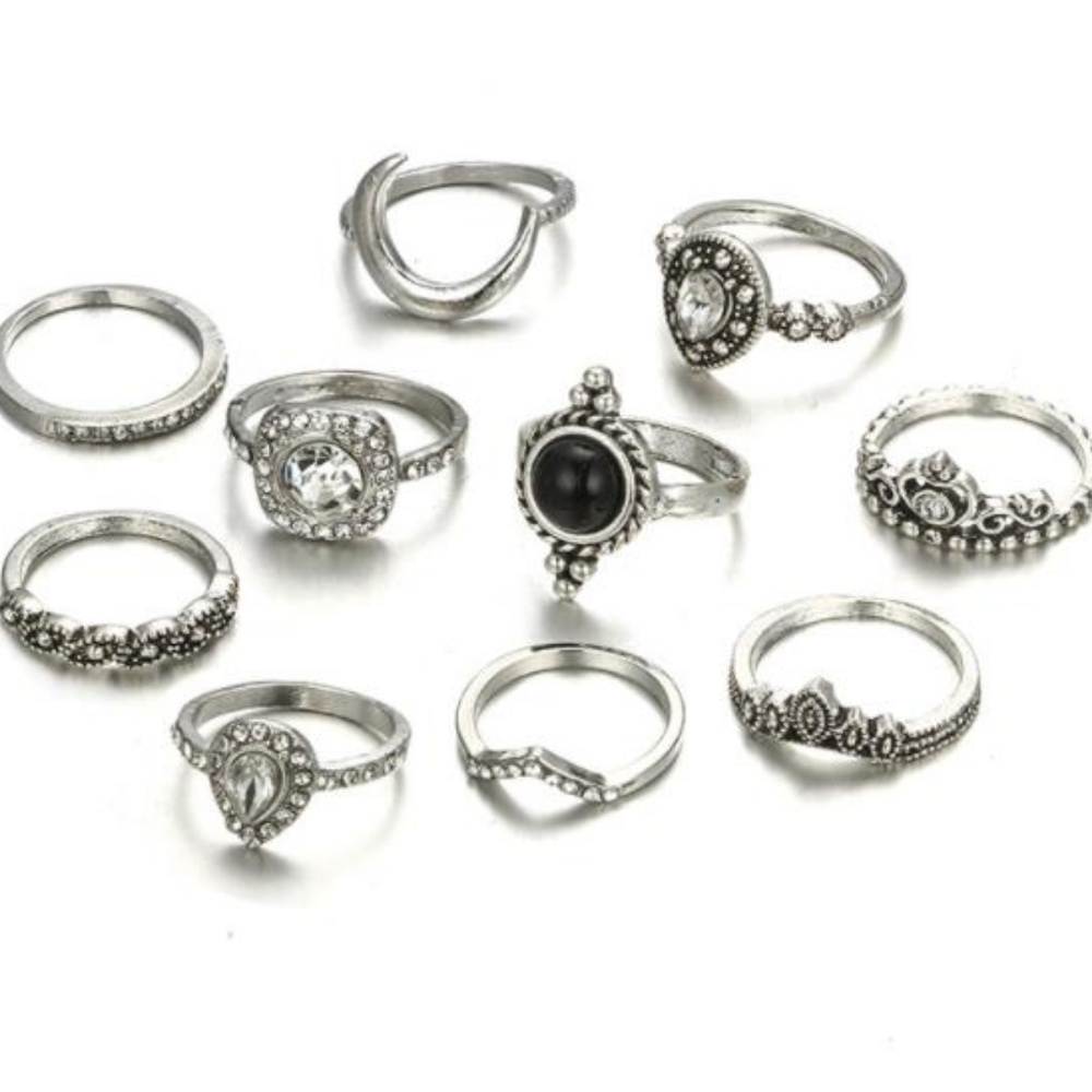 NEW 10pc multi styles ring set - Picture 2 of 6